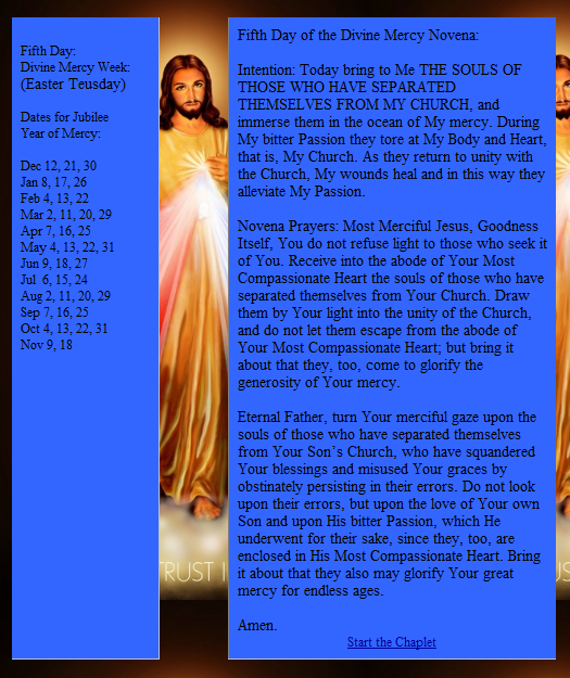 Jubilee "Year of Mercy" Divine Mercy Novena with evolving, member